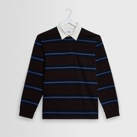 Rowhill Mirror Stripe Rugby in Brown/Blue