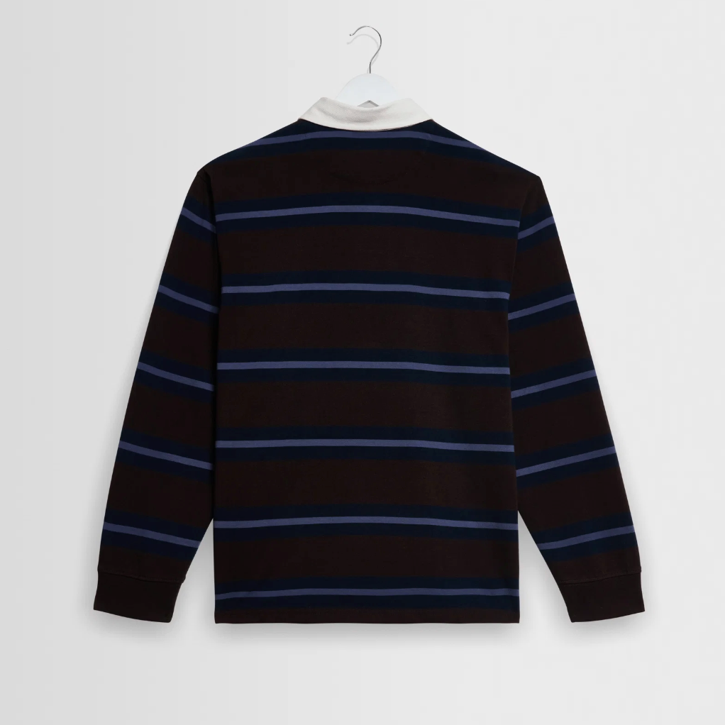 Rowhill Mirror Stripe Rugby in Brown/Blue