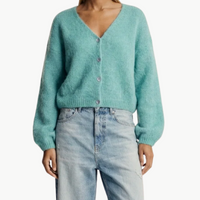 Cornelia Cropped Cardigan in Seafoam Green