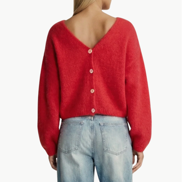 Cornelia Cropped Cardigan in Lipstick Red