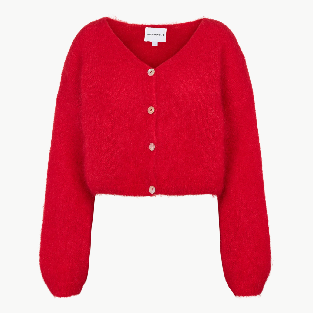 Cornelia Cropped Cardigan in Lipstick Red