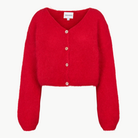 Cornelia Cropped Cardigan in Lipstick Red