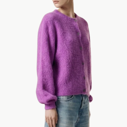 Susan Alpaca Cardigan in Pearly Purple