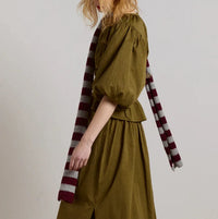 Stripe Skinny Scarf in Burg/Grey
