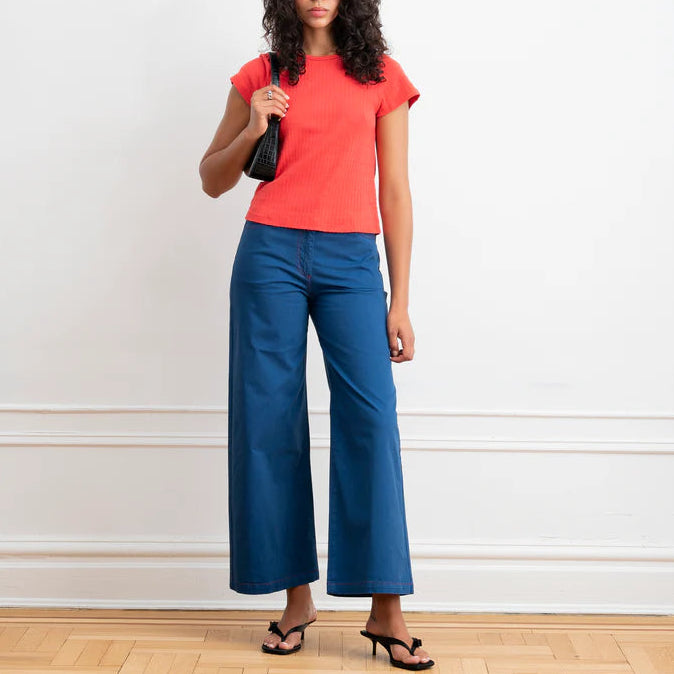 Miranda Pointelle Tee in Strawberry