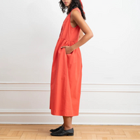 Sierra Button Up Midi Dress in Strawberry