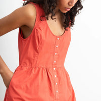 Sierra Button Up Midi Dress in Strawberry