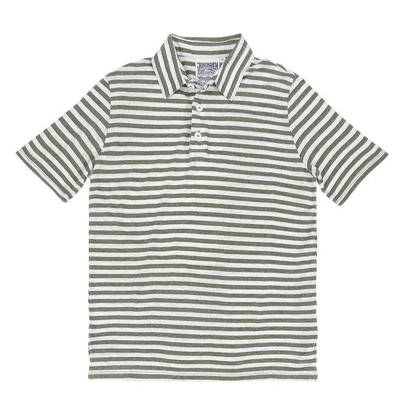 Camden Stripe Polo Shirt in Olive/White