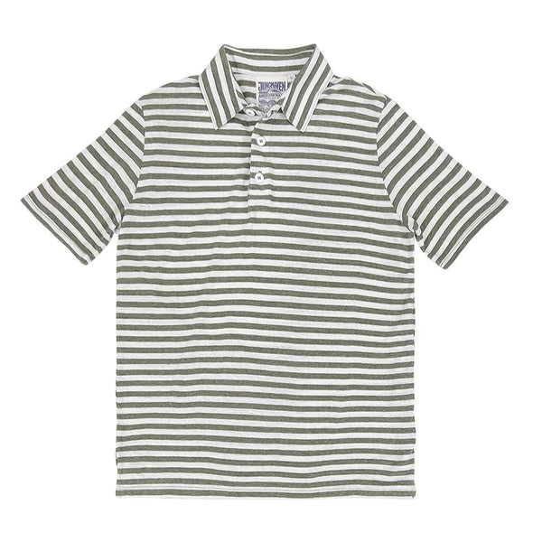 Camden Stripe Polo Shirt in Olive White Gemini