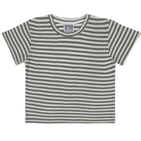 Stripe Crop Lorel Tee in Olive/White