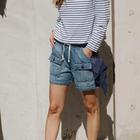 Denim Fatigue Shorts