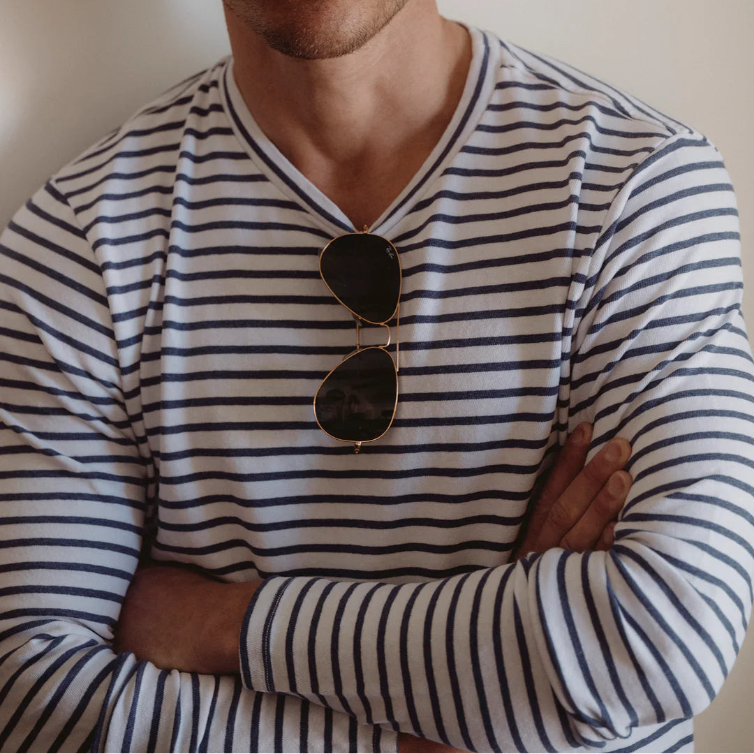 Longsleeve Stripe Tee in White