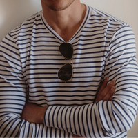 Longsleeve Stripe Tee in White