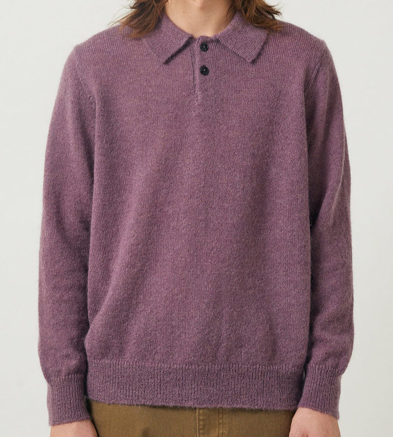 Brushed Alpaca Polo in Plum