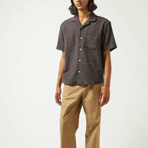 Basket Weave Stripe Shirt in Black