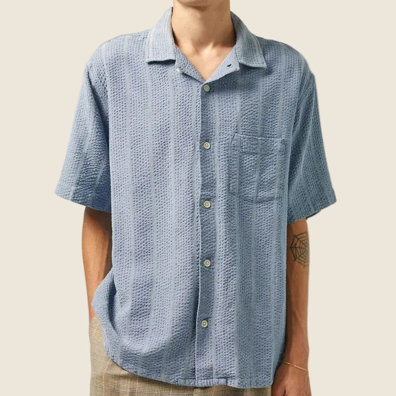 Striped Seersucker Shirt in Indigo
