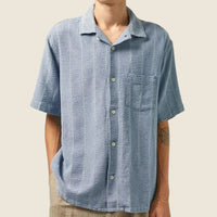 Striped Seersucker Shirt in Indigo