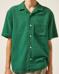 Basket Weave Stripe Shirt in Green