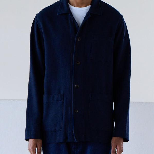 Herringbone Shirt Jacket in Navy