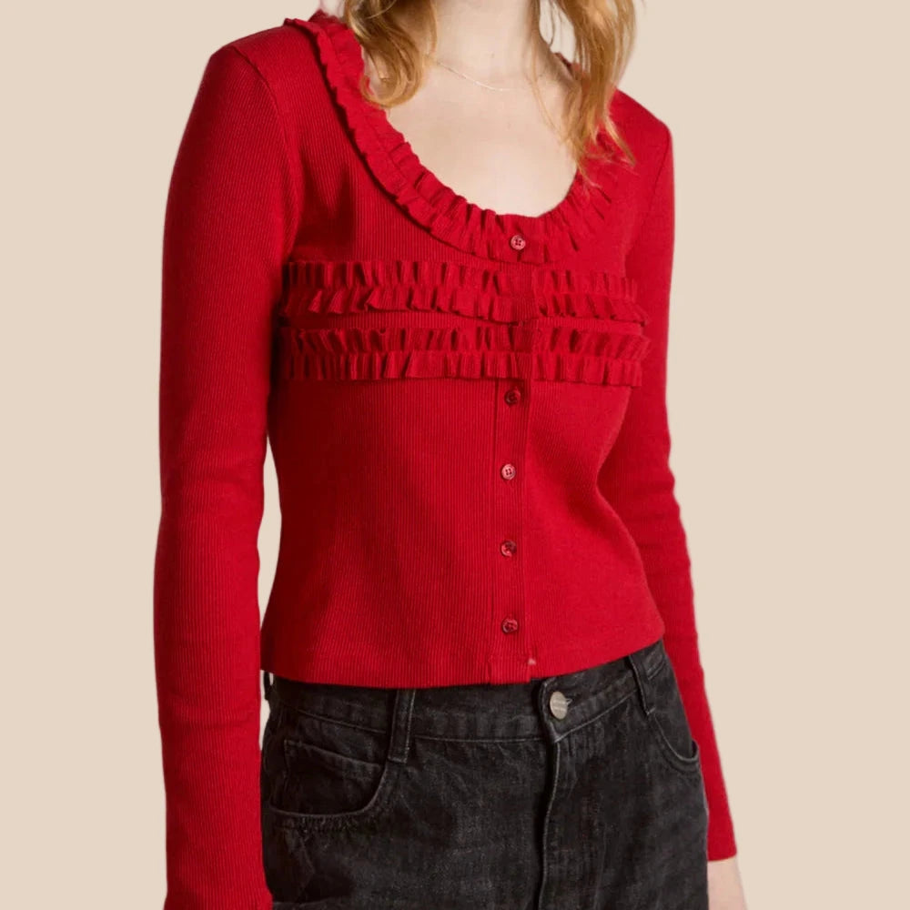Varsha Cardigan in Cherry