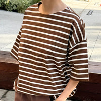 Voyage Tee in Coffee Stripe