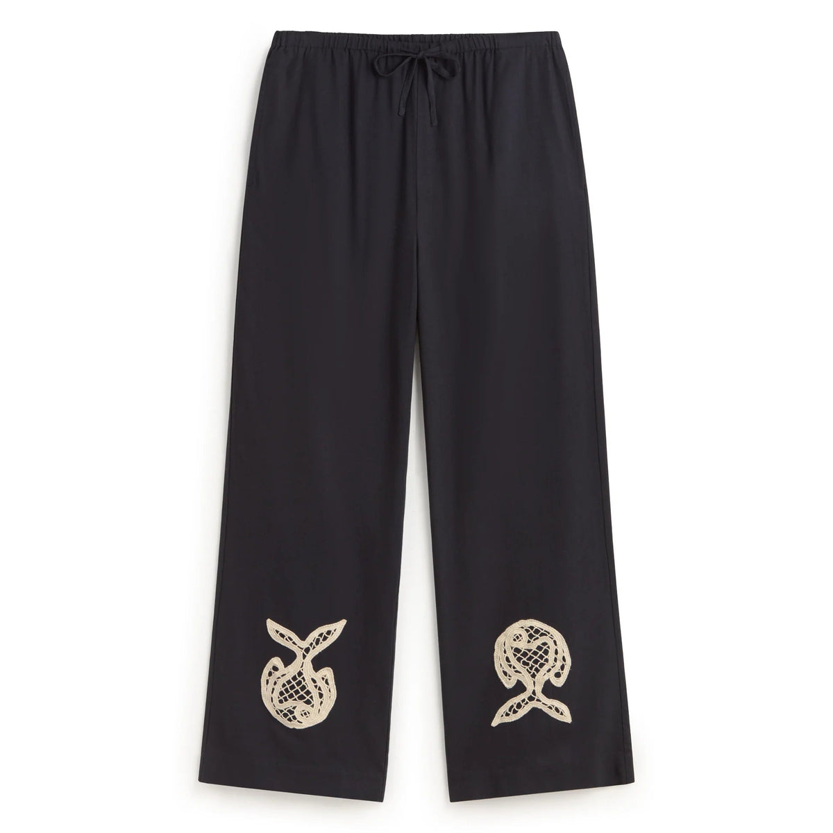 Bridgette Fish Patch Pants in Navy