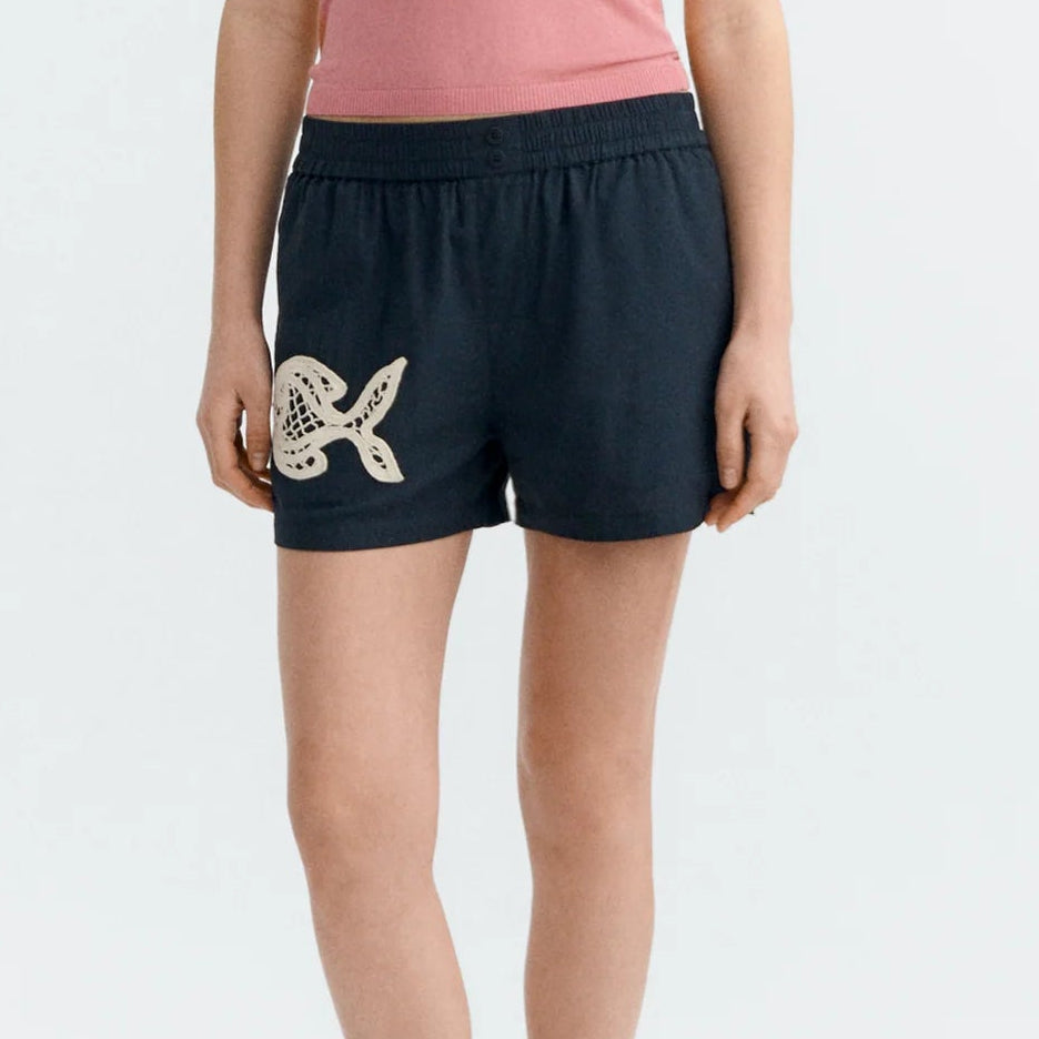 Geraldine Fish Patch Short in Navy