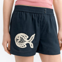 Geraldine Fish Patch Short in Navy