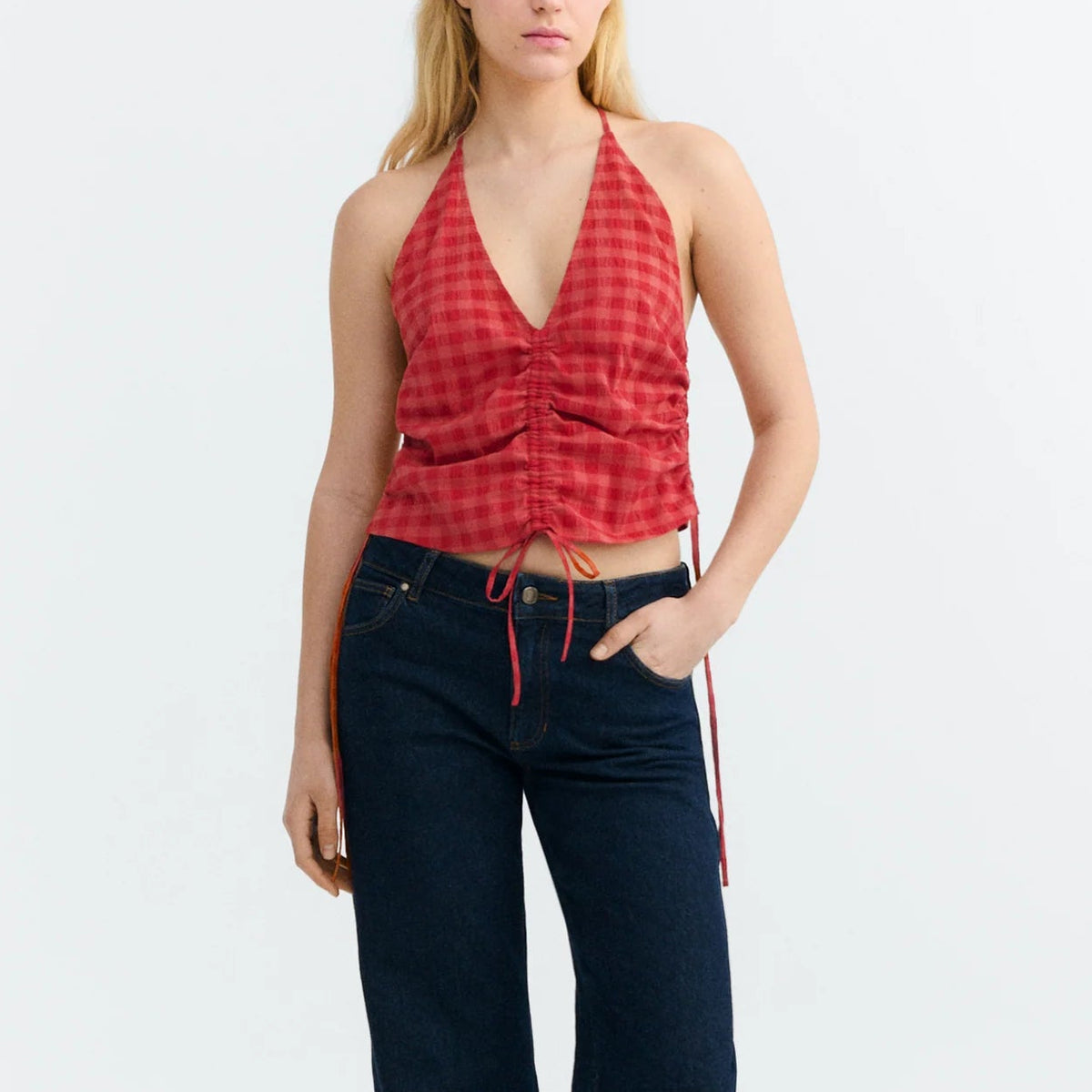 Seersucker Hiba Top in Red