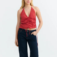 Seersucker Hiba Top in Red