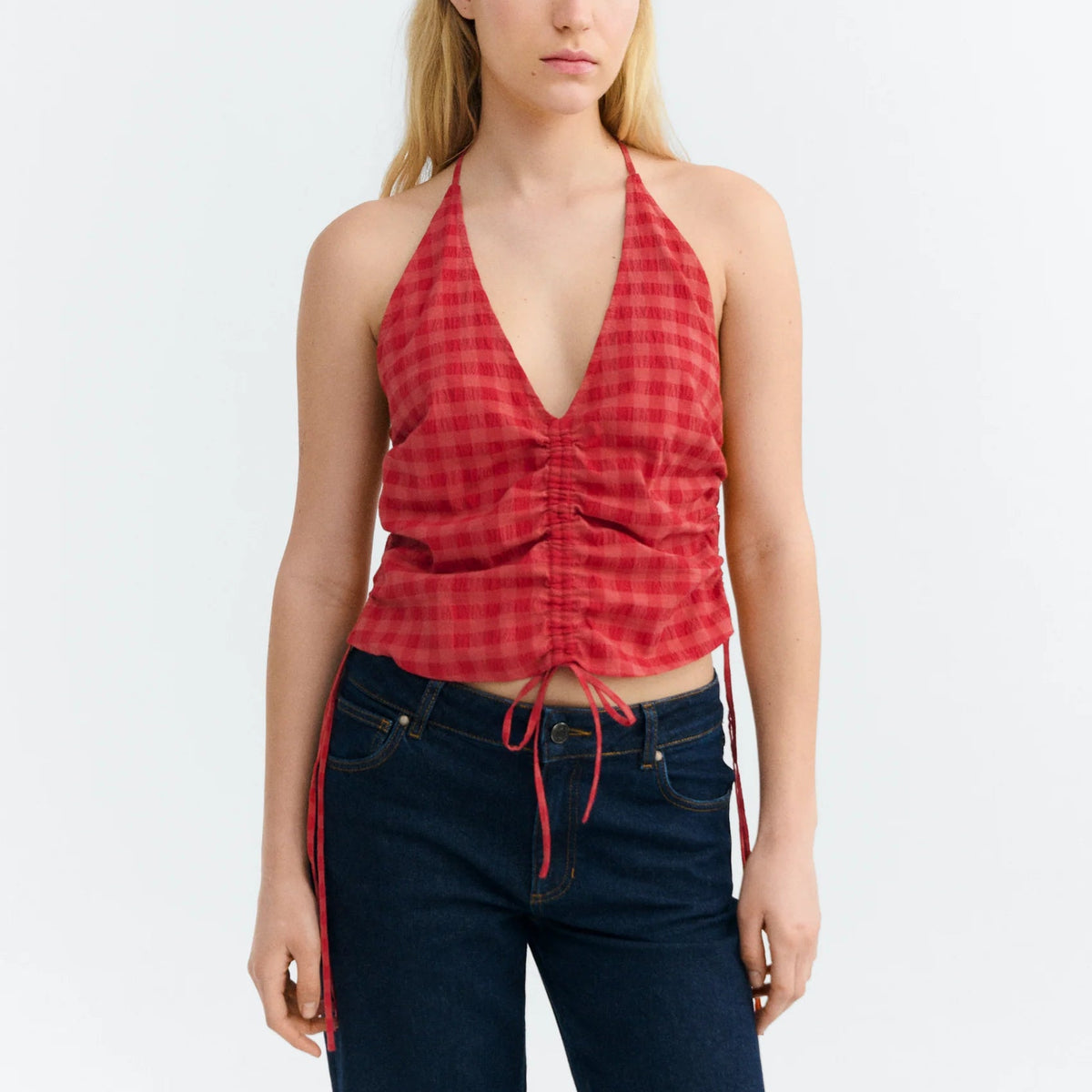 Seersucker Hiba Top in Red