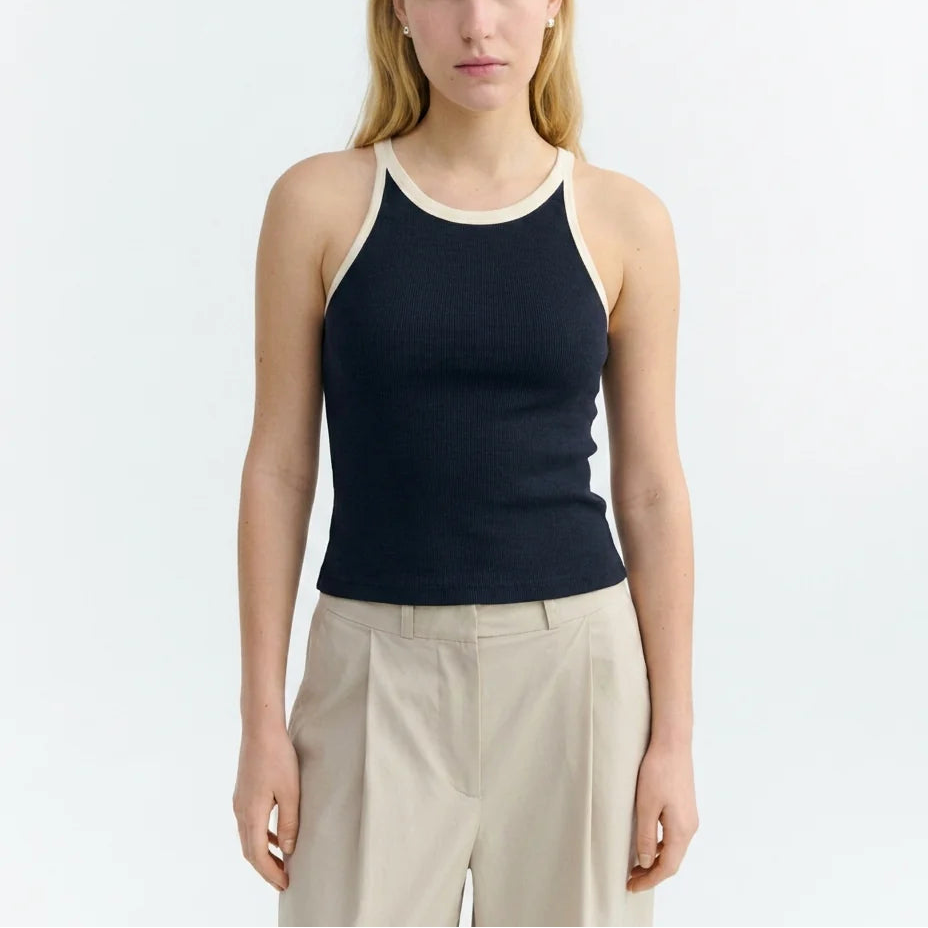 Harriet Contrast Top in Navy