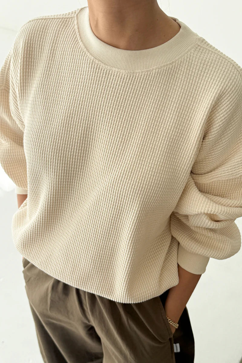 Waffle Core Sweatshirt in Naturel