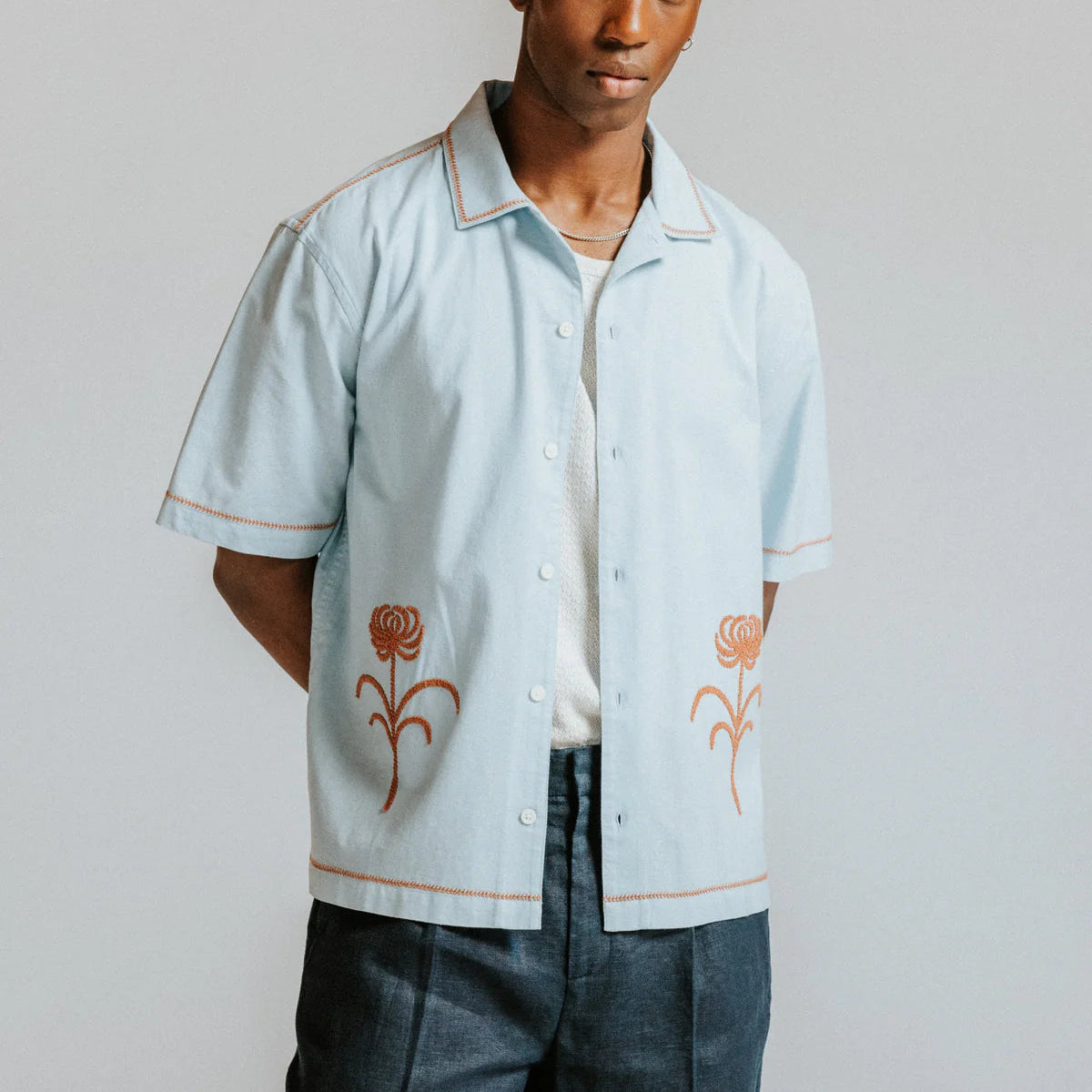 Keats Shirt in Dahlia Embroidery