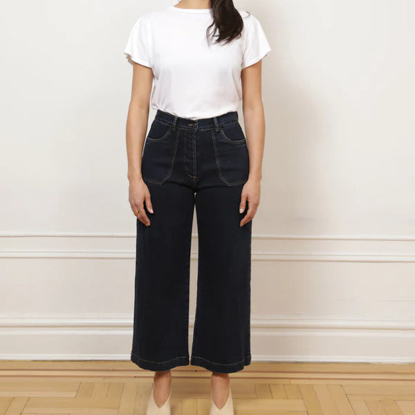 Simone Wide Crop Jeans in Dark