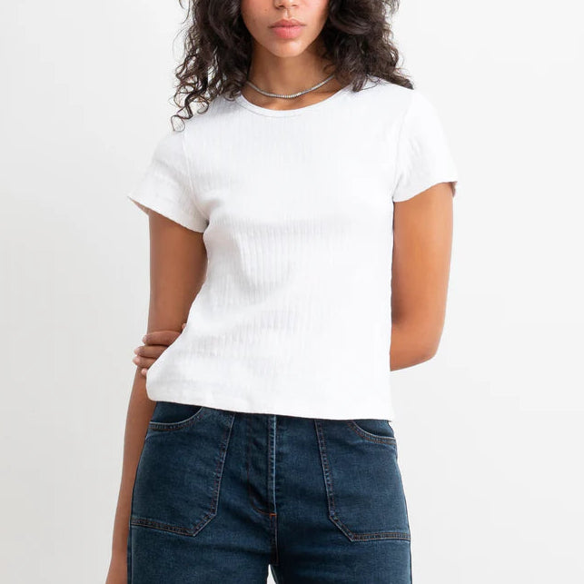 Miranda Pointelle Tee in White