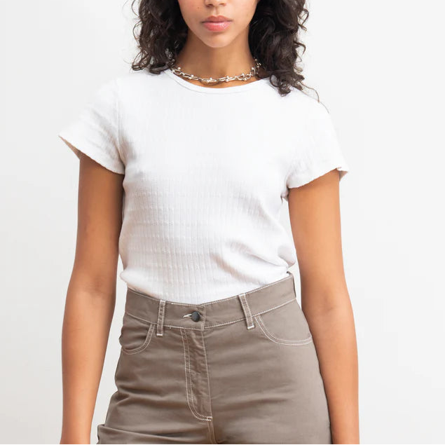 Miranda Pointelle Tee in White