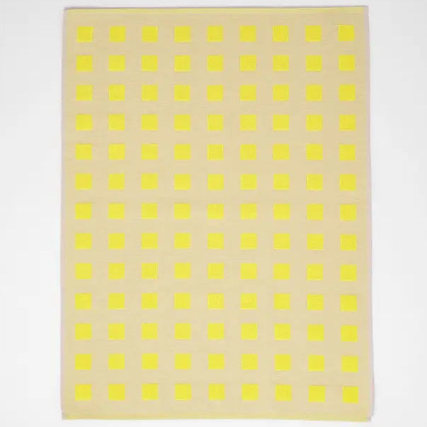 Squares Terry Tea Towel Oat/Yellow