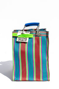 Recycled Plastic Stripe Bag in Red x Blue