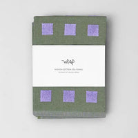 Squares Terry Tea Towel Olive/Lilac