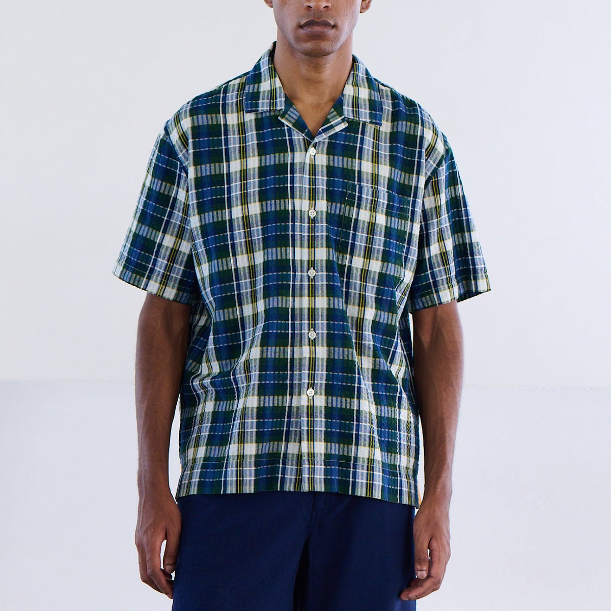 Madras Check Seersucker Cuban Shirt