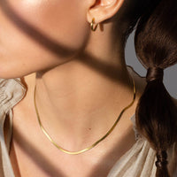 Gold Herringbone Chain Necklace