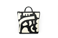 Leather Patchwork Backpack in Abstract Shapes