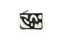 Patchwork Leather Zipper Pouch in Abstract Shapes