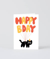 Happy Bday Cat Balloons Card