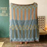 Checkered Stripe Tapestry Blanket