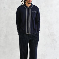 Amble Milano Stripe Polo in Navy