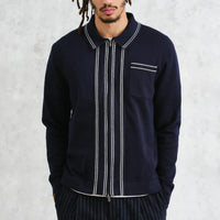 Amble Milano Stripe Polo in Navy