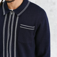 Amble Milano Stripe Polo in Navy