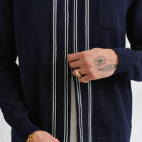 Amble Milano Stripe Polo in Navy